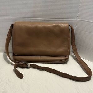 Stone Mountain Brown Leather Flap Shoulder Bag
